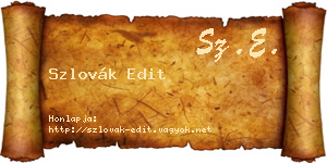 Szlovák Edit névjegykártya